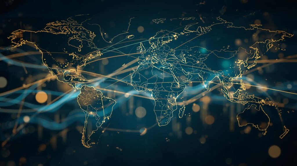 Global network map illustrating sovereign wealth funds impact on international financial markets