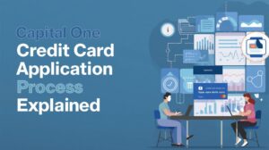 Person applying for a Capital One credit card online using laptop with approval notification on screen