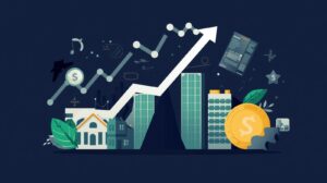 Asset allocation strategy and portfolio diversification concept showing financial growth chart.