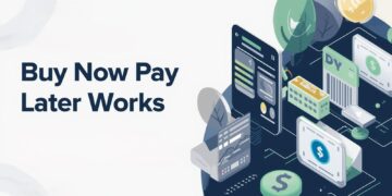 Illustration showing how Buy Now Pay Later (BNPL) works for online shopping and payment plans.