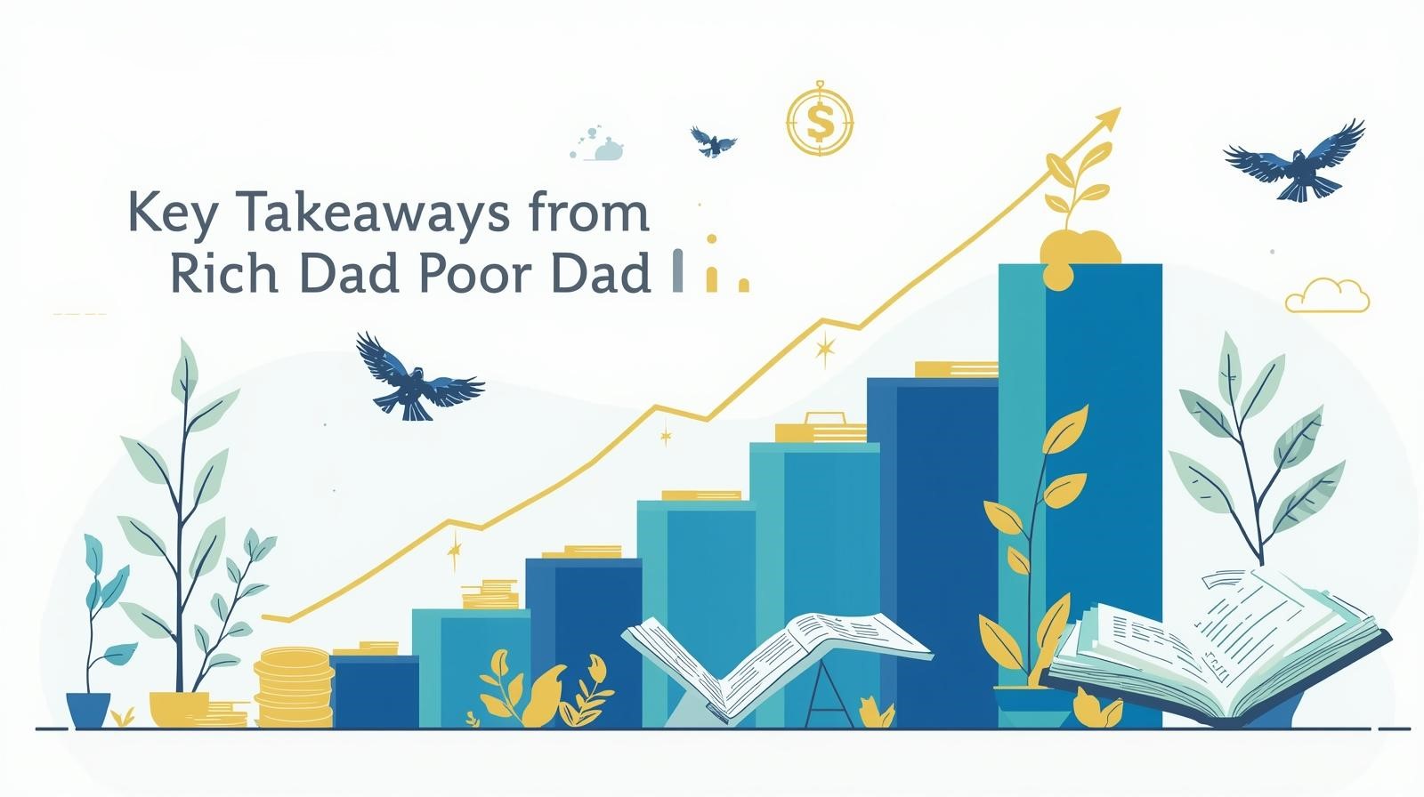 Book cover showing Key Takeaways From Rich Dad Poor Dad