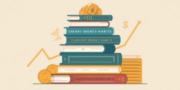 Stack of personal finance books showing popular titles for managing money, investing and growing wealth