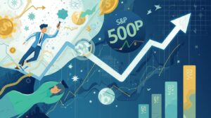 SP 500 index chart showing long term stock market growth and investment performance