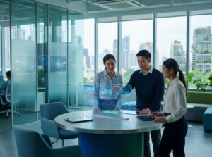 Innovation in banking industry with digital transformation fintech and modern banking technology